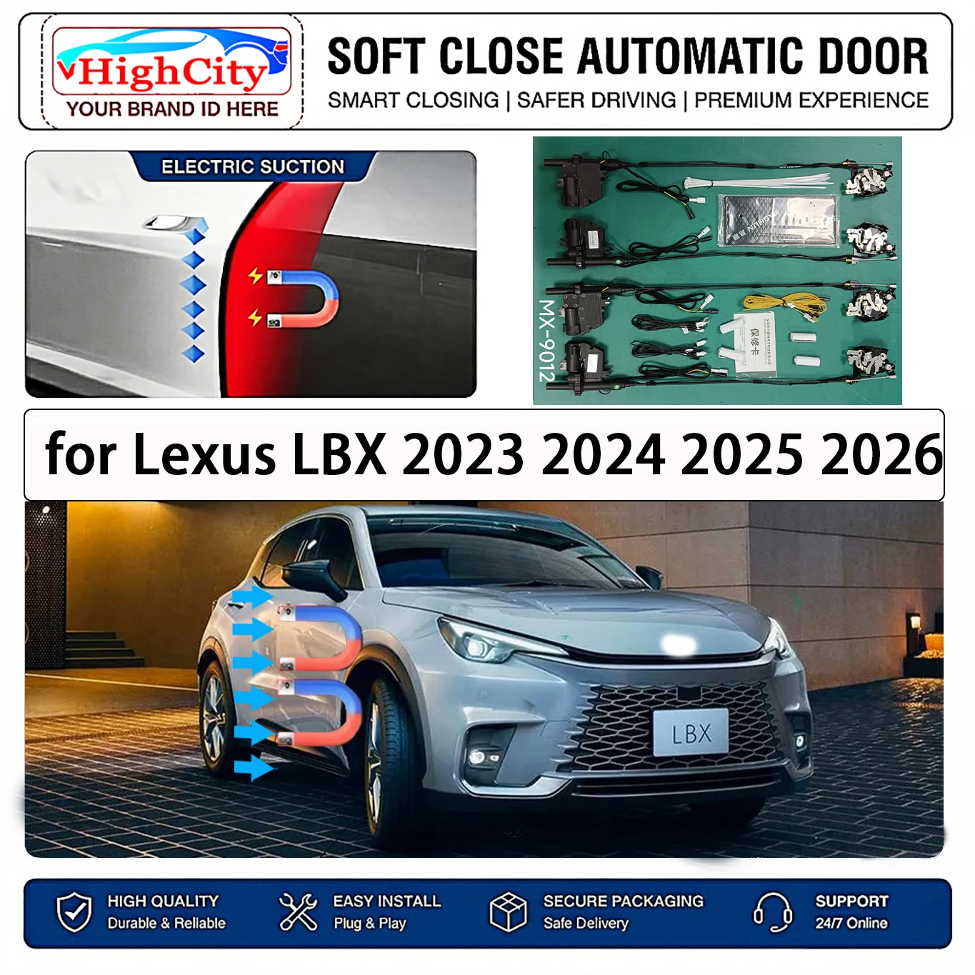 for Lexus LBX 2023 2024 2025 2026 Electric Suction Soft Close Door Kit Smart Anti Pinch Auto Cinch Latch System No Slam Silent