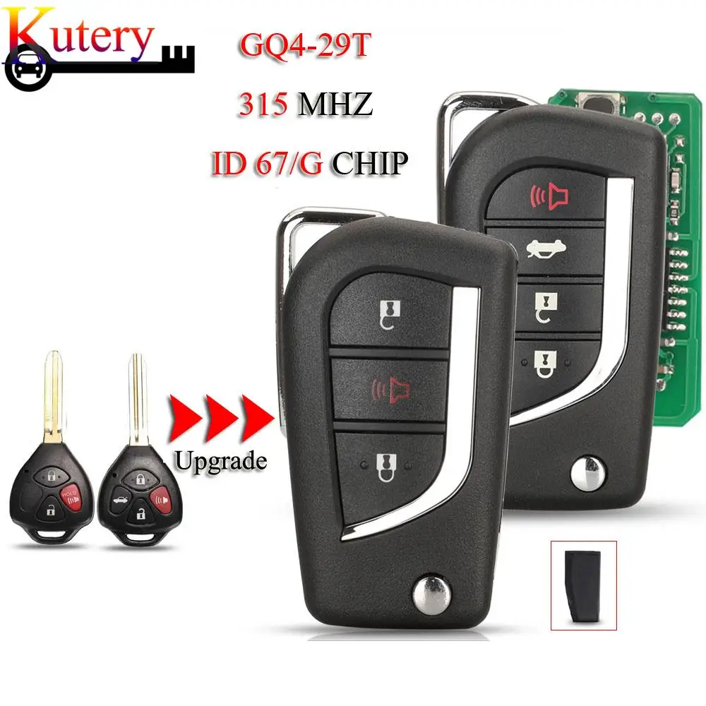 

jingyuqin GQ4-29T Upgrade Remote Car Key For Toyota USA Corolla Camry Matrix Pontiac Vibe 3/4Buttons 315MHz ID67/G Chip