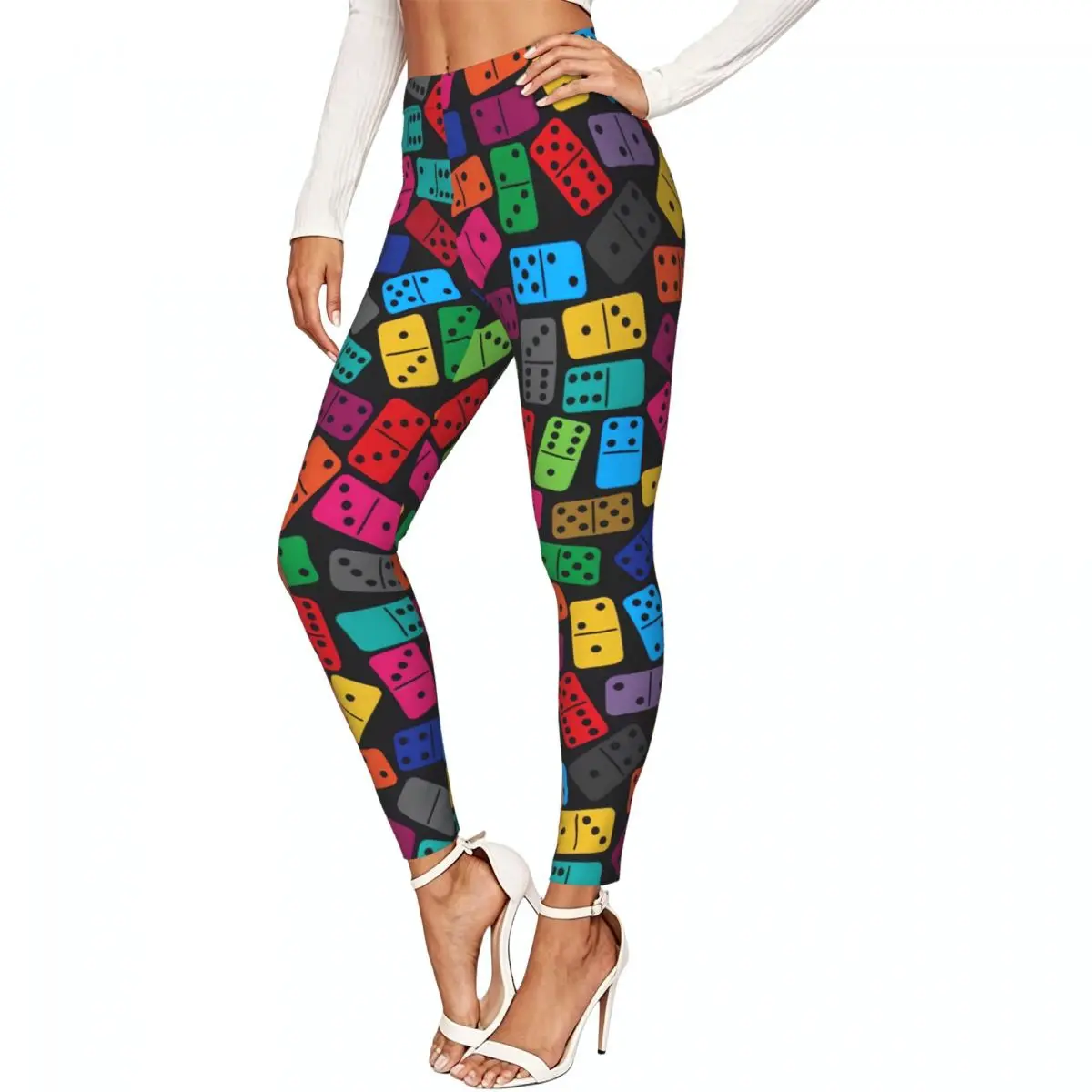 Colorful Dominoes Women Stretchy Leggings High Elastic Comfortable Fitness Yoga Pants