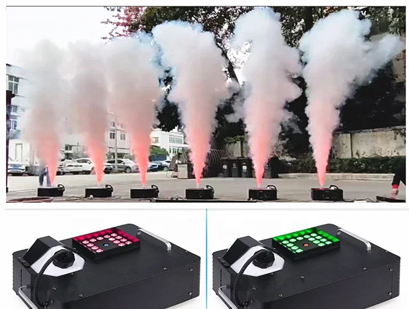 DJ TOP 3000w Hot sales vertical stage effect machine DMX 512 smoke RGB wedding fog air column smoke machine 3W RGB*24pcs 3 in 1