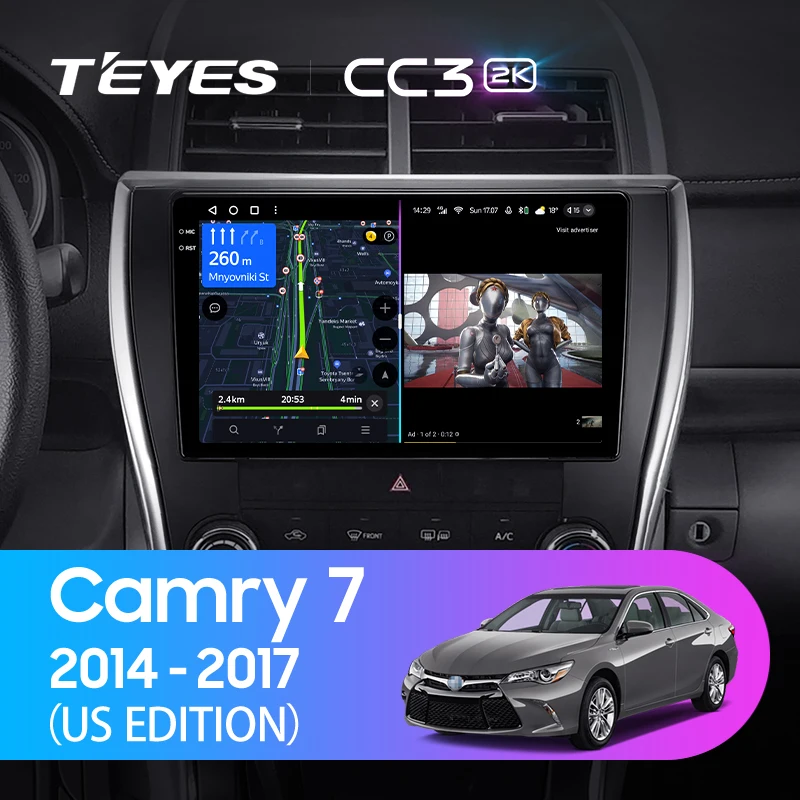 TEYES CC3 2K For Toyota Camry 7 XV 50 55 2014 - 2017 US EDITION Car Radio Multimedia Video Player Navigation stereo GPS Android 10 No 2din 2 din dvd