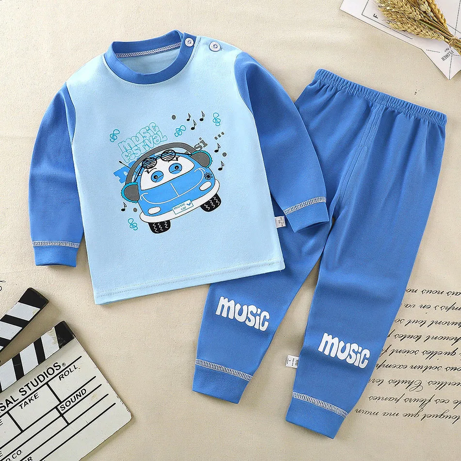 Cotton Kids Pajamas Set for Boys Girls Autumn and Winter Cartoon Sleeping Loungewear Children Night Sleepwear Home Wear Clothes