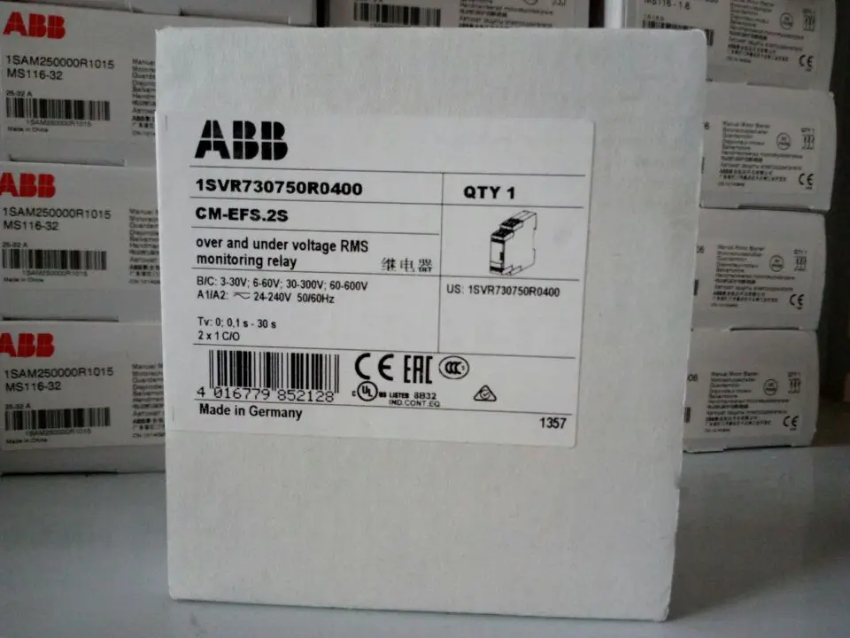 Brand New Original Genuine ABB Single-phase Voltage Monitor CM-EFS.2S, 24-240VAC/DC 2C/O