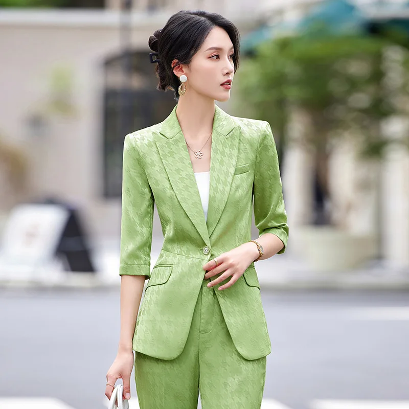 2024Autumn New Jacquard Small Suit High-End Temperament Work Clothes Women's Business Suit Fashion Suit Two-Piece Suit