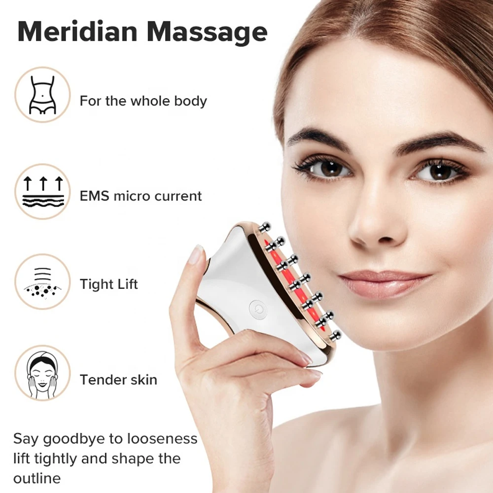 EMS Microcurrent Guasha LED Light Face Neck Body Lifting Anti-Wrinkle Beauty Head Relaxation Massager Skin Rejuvenation Device