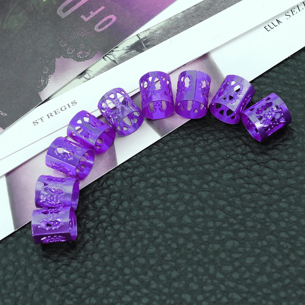 

10 Pcs Hair Ring Braid Cuffs Beads for Braids Accessories Dreadlock Rings Purple