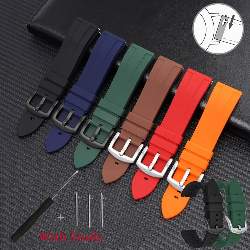 20 مللي متر 22 مللي متر 24 مللي متر الإفراج السريع حزام ساعة سيليكون استبدال ل العالمي مقاوم للماء سوار ساعة اكسسوارات مع أداة #2