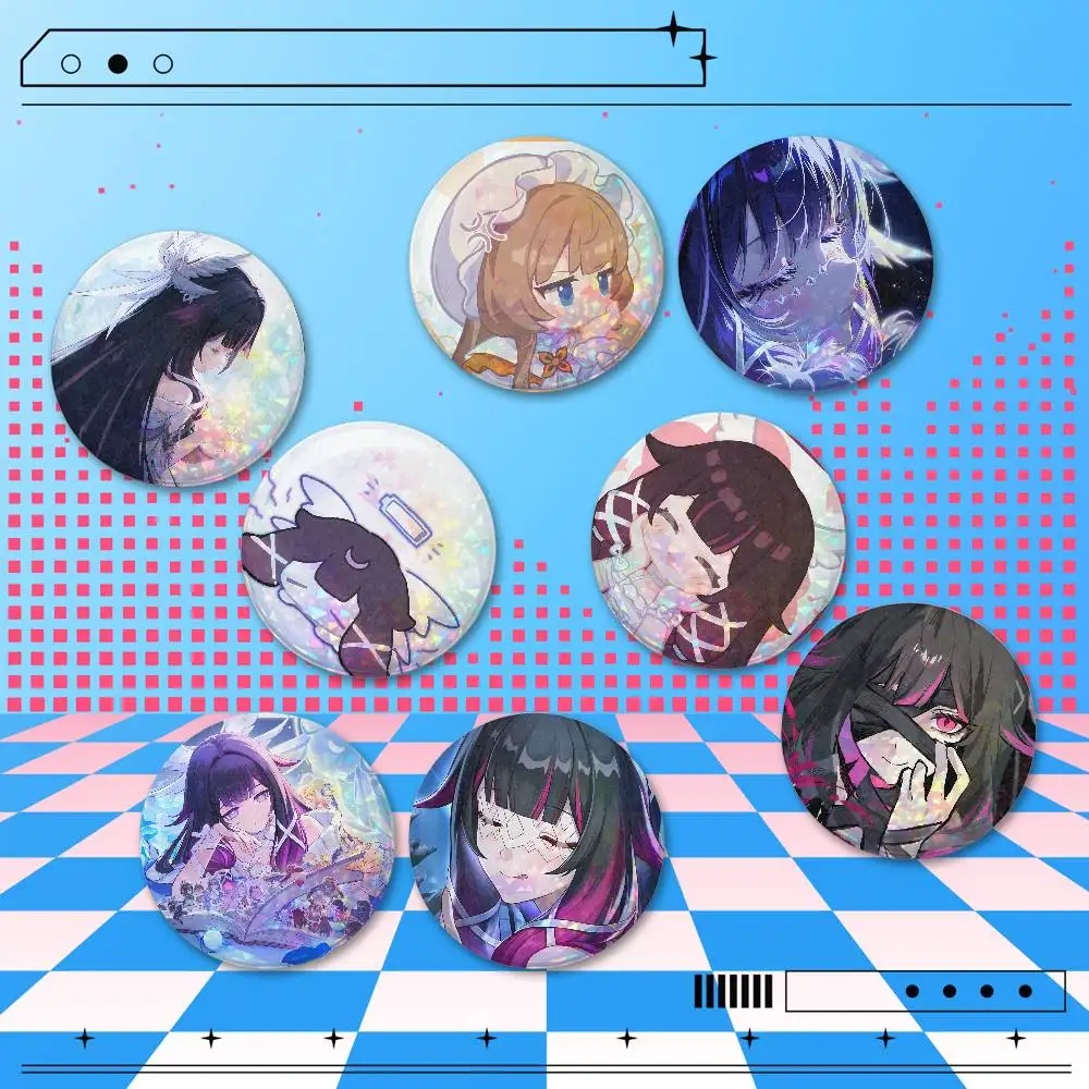 Columbina Genshin Impact 2 Pcs Set Holographic Round Button Badges Custom Pins for Backpack Clothes Hat Bag Accessories