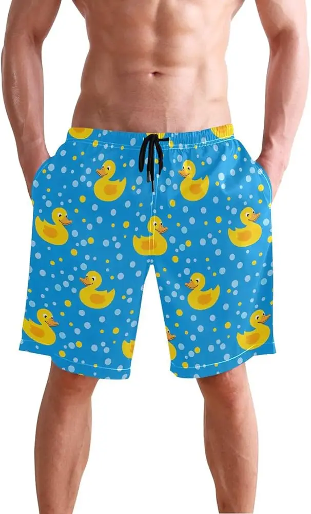 Men'S Print Loose Fit Adjustable Drawstring Waistband Swim Shorts Suitable for Beach Vacation and Pool Swimming Vacation