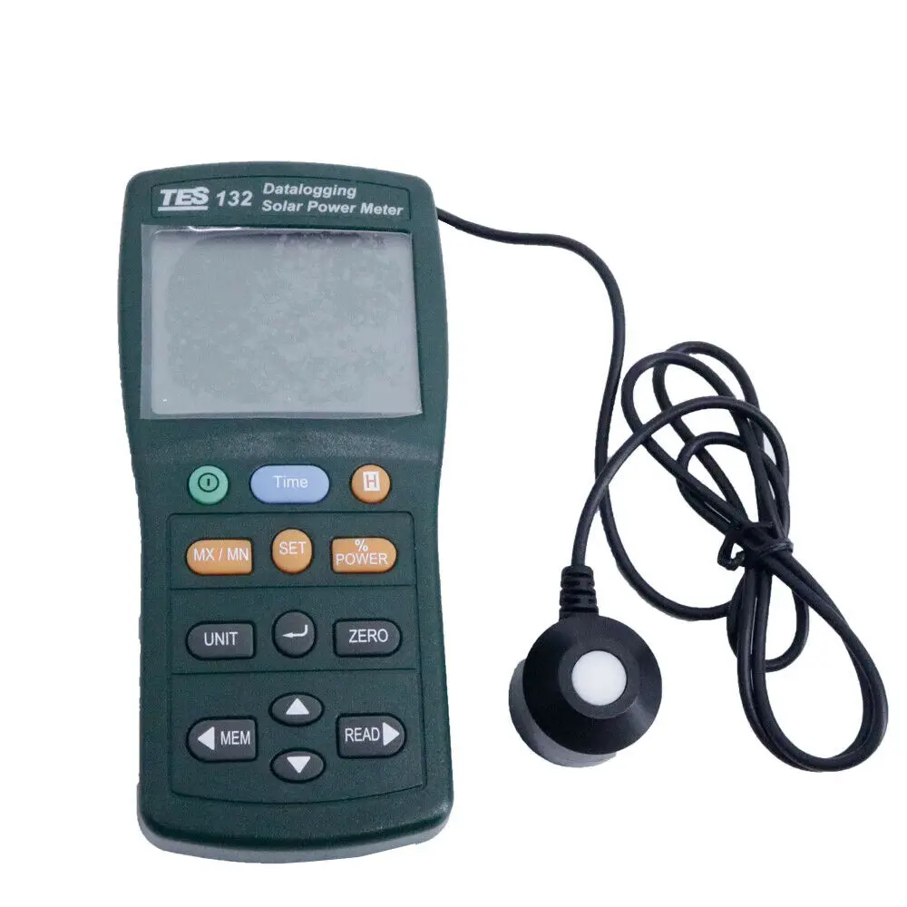 

Handheld Solar Power Meter Tester TES-132 400-1Knm Range 2000W/m2 & 634Btu/(ft2h) Data Logger SD Card 2G USB TES132