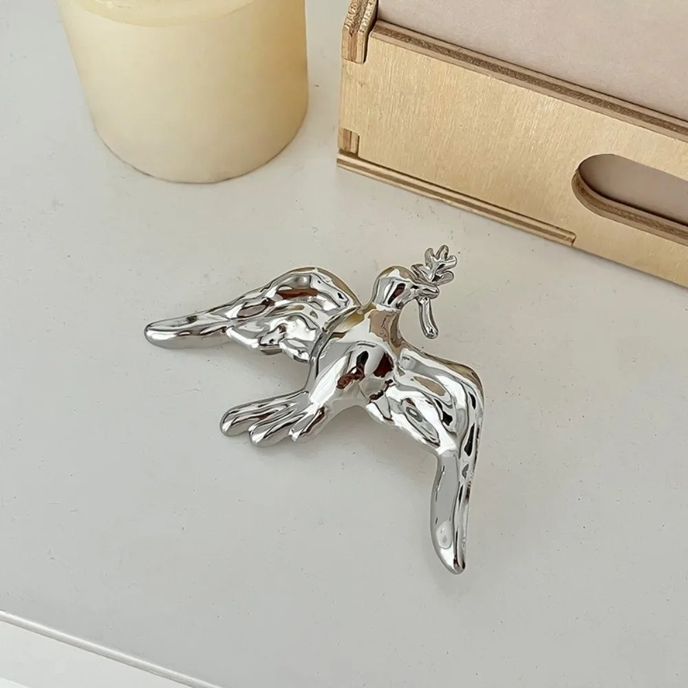 Exquisite Copper Swallow Brooch Olive Branch Elegant Peace Dove Pin Stainless Steel Minimalist Birds Badge Suit Accessory view 3