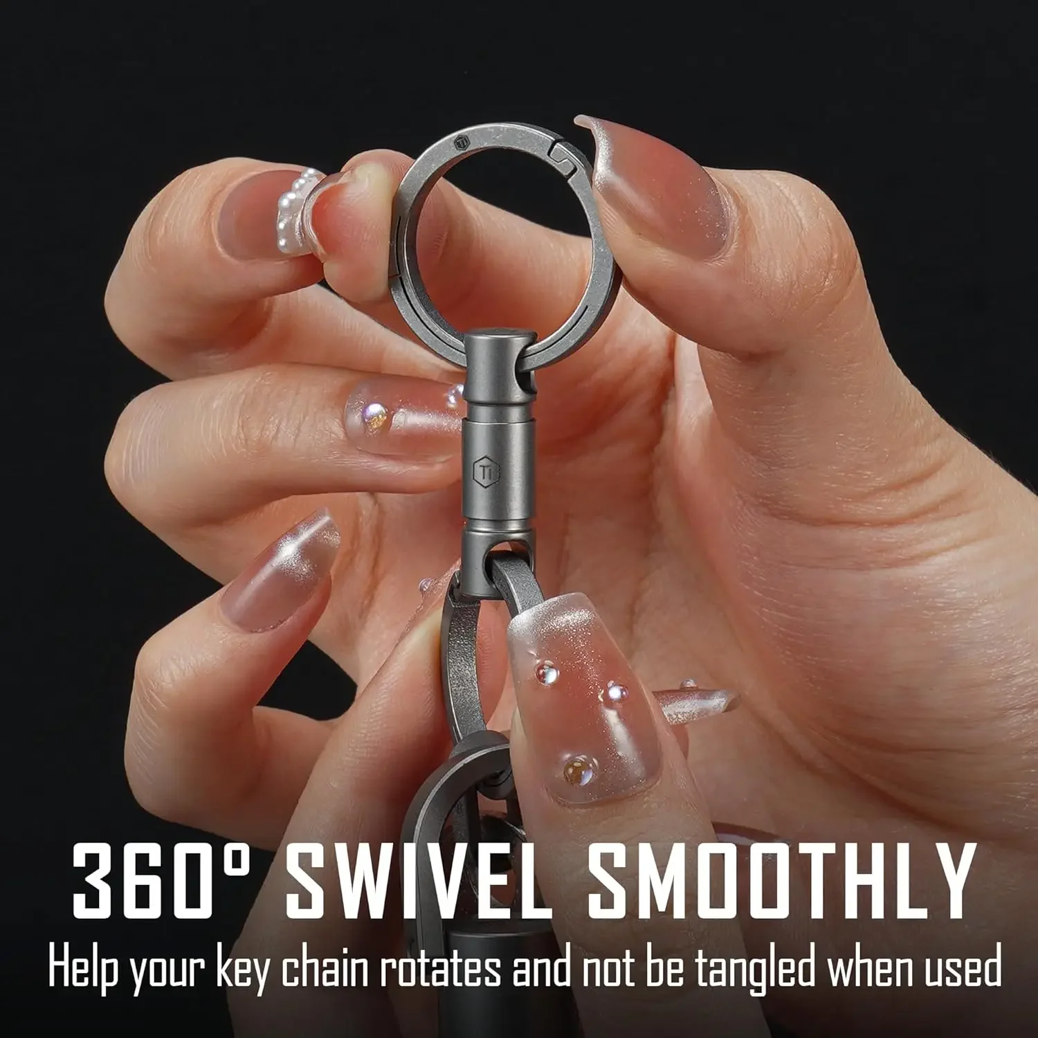 KeyUnity KA38SW Detachable Key Ring Connector, Double-end Swivel Keychain Titanium Rotatable Key Organizer Linker