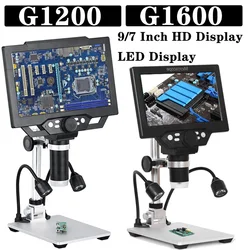 Microscopio digitale industriale 1600X con schermo di visualizzazione Video a LED HD da 9-7 pollici G1600 G1200 strumento di saldatura per riparazione PCB regolabile