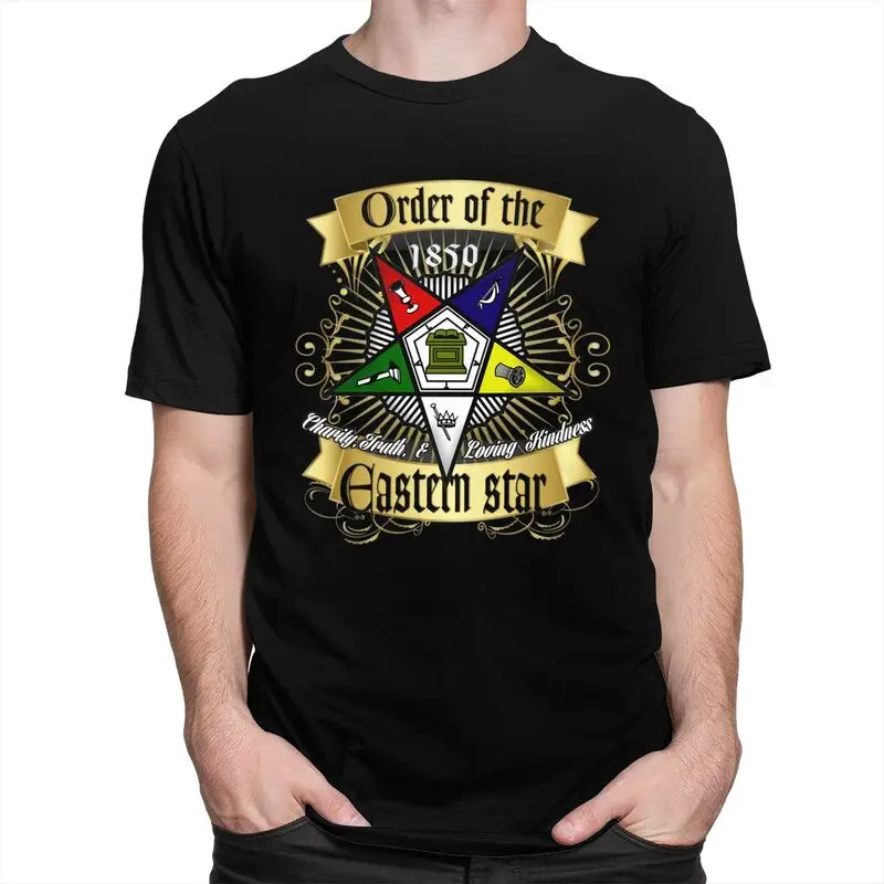 Custom Trendy OES Emblem Order Of The Eastern Star T Shirt Men Short Sleeves 100% Cotton T-shirt Tee Tops Streetwear Tshirt