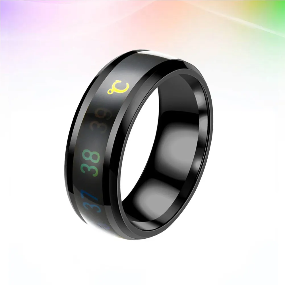 1Pcs Smart Temperature Ring Couple Color Changing Mood Ring Titanium Steel Number Scale Finger Jewelry Size No.6