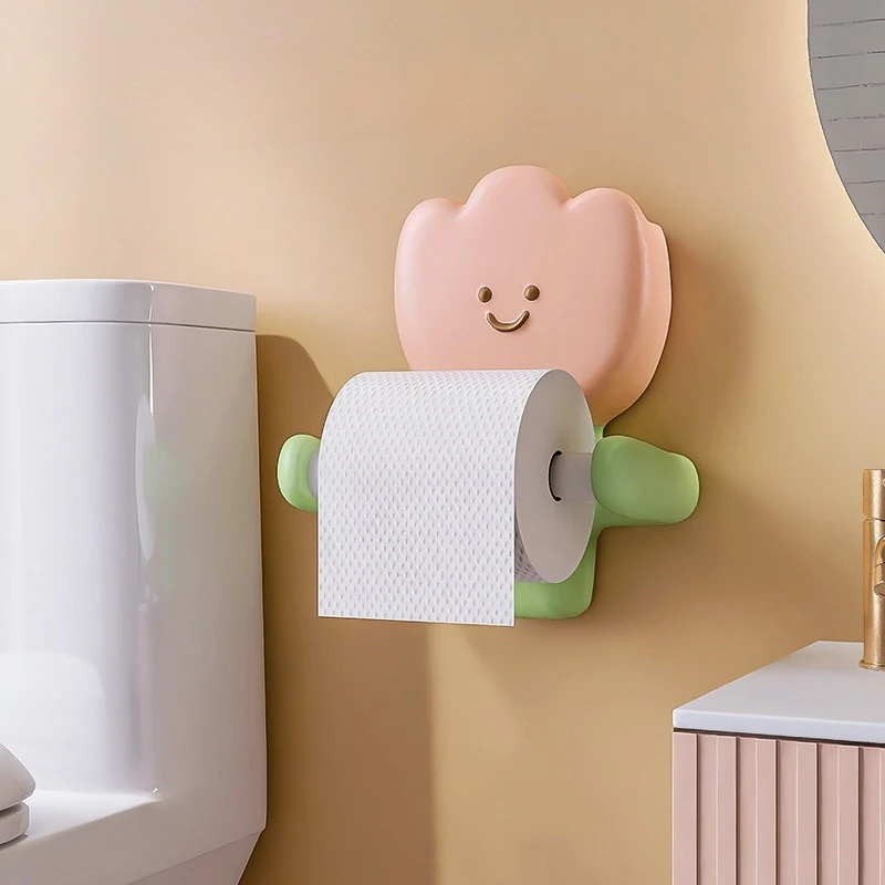 

Настенный держатель для салфеток, ролик для унитаза, ванной комнаты, подвесная полка, полка для туалетной бумаги, аксессуары для ванной комнаты в форме тюльпана, держатель для бумажных полотенец