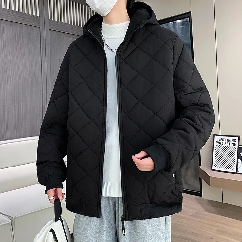 Thicken Warm with Hood Men Parkas Fashion Windproof Comfortable Male Coats Solid Color Zipper Men Clothing Winter Quality Casual
