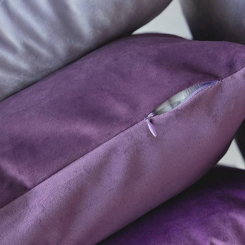 Maßgefertigter Kissenbezug aus Holländischem Samt 30x50cm 40/45/50/55/60cm Einfarbig für Bett, Sofa, Auto und Heimdekoration in Flieder – Detail 2