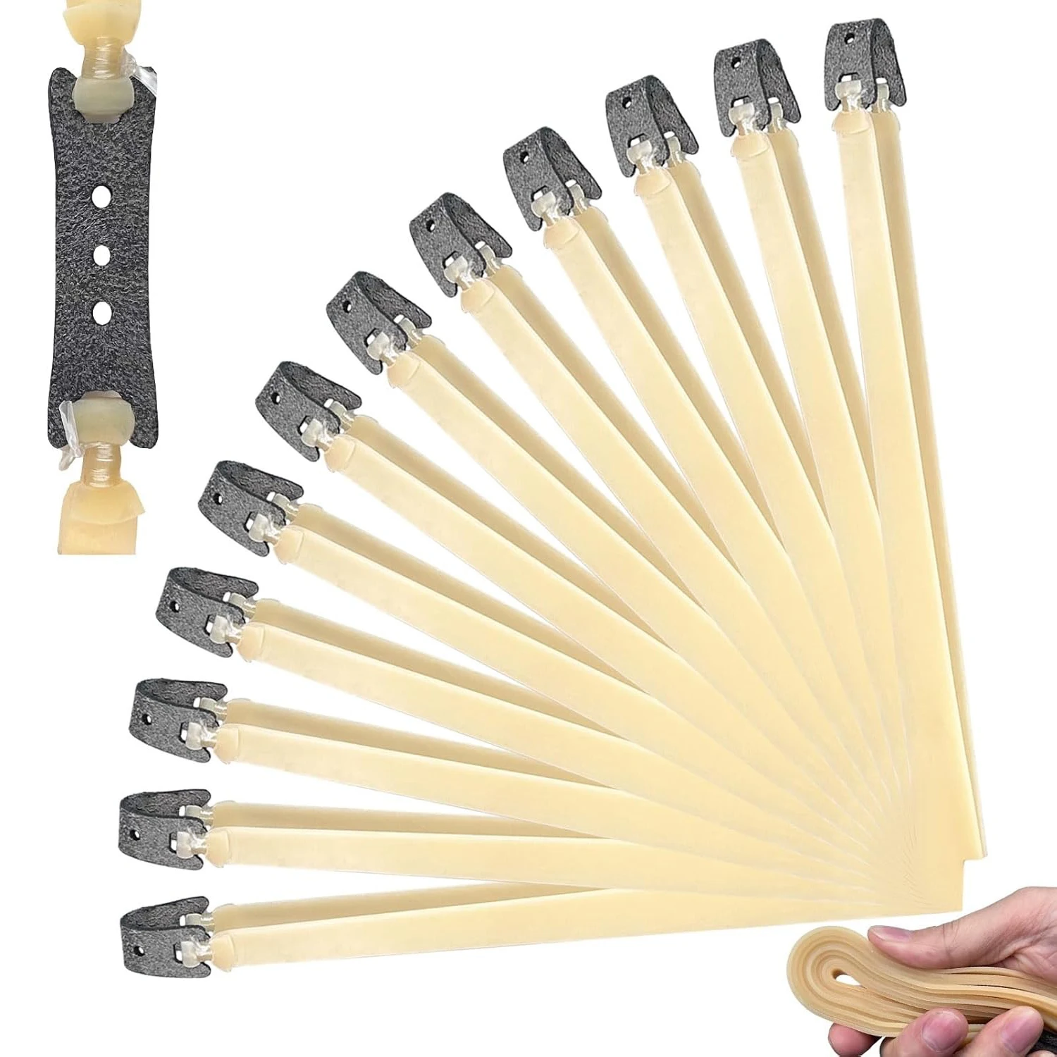

12PCS Thickened Natural Flat Slingshot Bands High Elasticity,Hunting Slingshot Replacement Latex Bands Heavy Duty