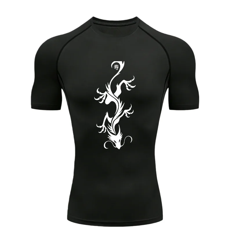 Sport-T-Shirt für Herren, Drachenmuster, 2026, Training, Fitness, Kompression, schnell trocknend, kurzärmelig, sportliche T-Shirts, Workout-T-Shirt