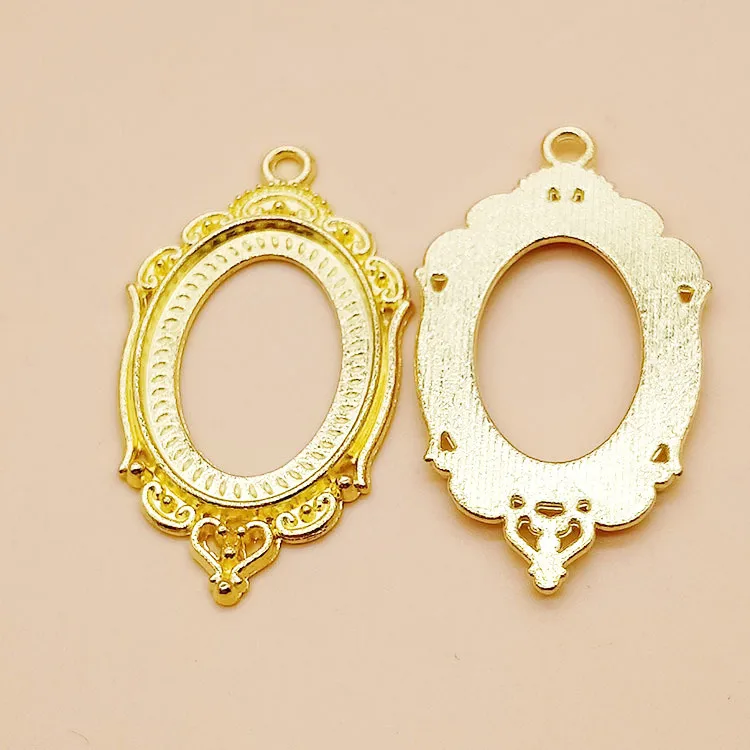 50pcs 9 Colors Oval Base Setting Tray Bezel Pendant Charm,fit18mmx25mm Cabochon/Picture/Cameo,DIY Accessory Jewelry