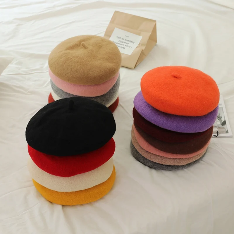 Knit Beret Children Baby Hats Autumn Winter Styling Accessories Hipster Painter Hat For Kids Bonnet