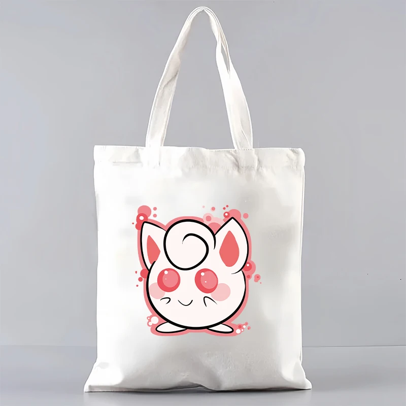 Аниме Jigglypuff, креативная женская холщовая сумка-тоут с героями мультфильмов Kawaii для девочек и мальчиков, студентов, повседневная пляжная сумка на плечо для покупок, подарки