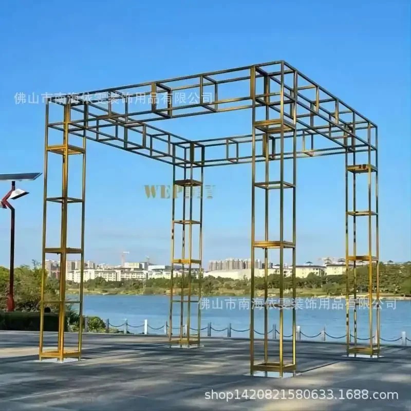 Electroplated gold wrought iron frame disassembly and assembly wedding arch wedding princess pavilion display stand