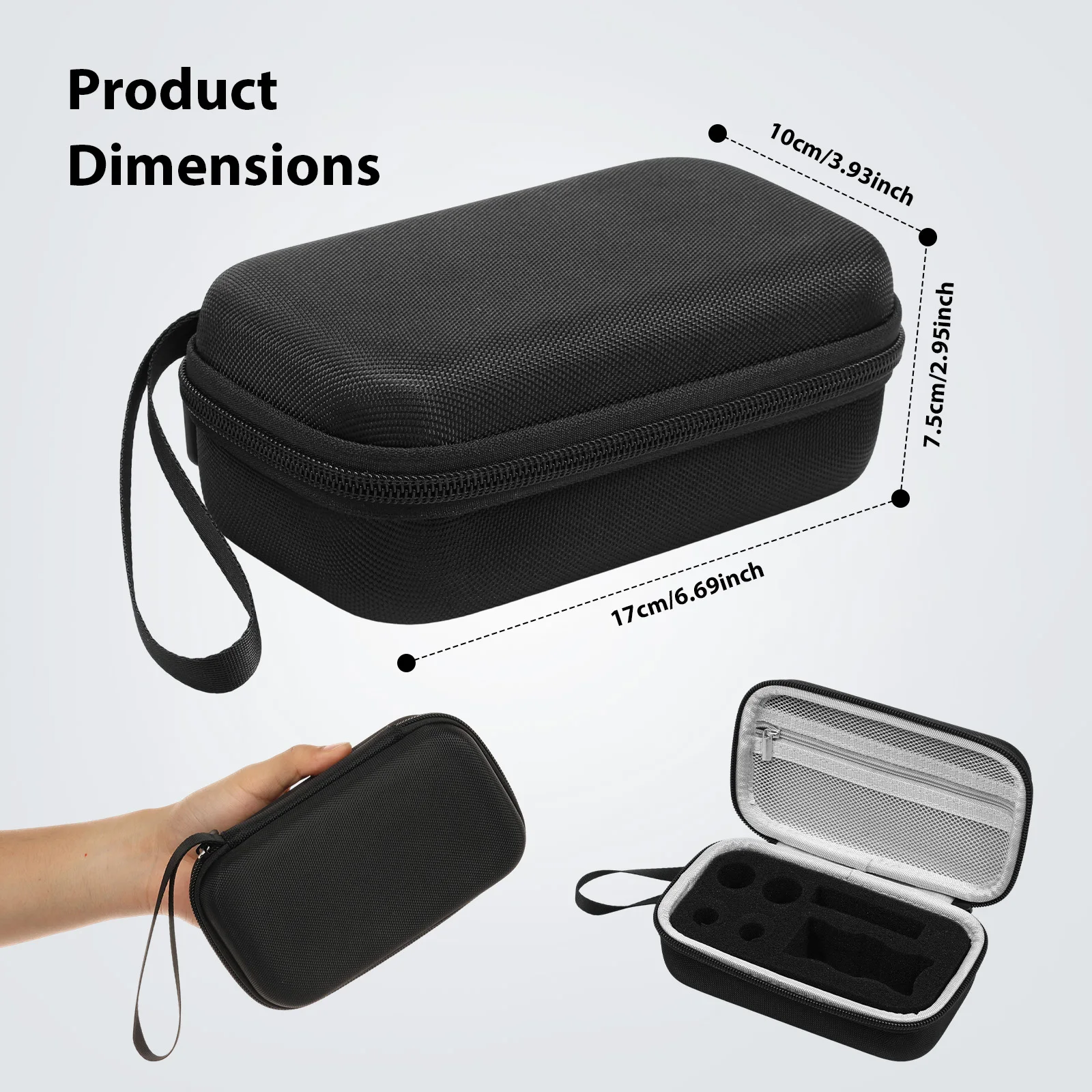 Insulin Vial Travel Case EVA Hard Shell 5 Compartments 4 Adjustable Slots One 30 ml Slot Mesh Pocket Wrist Strap Peptide Vials