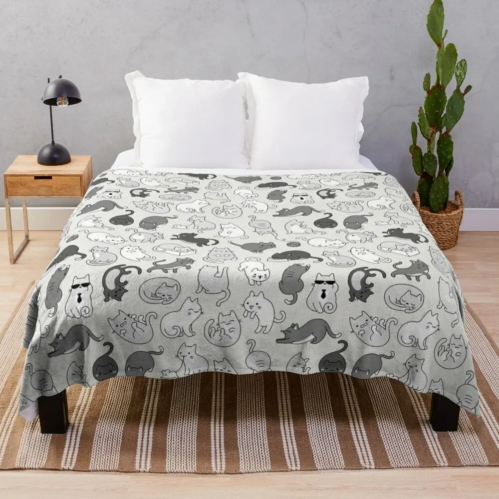 

Cute Cats Pattern Illustration Throw Blanket Quilt Heavy Blankets