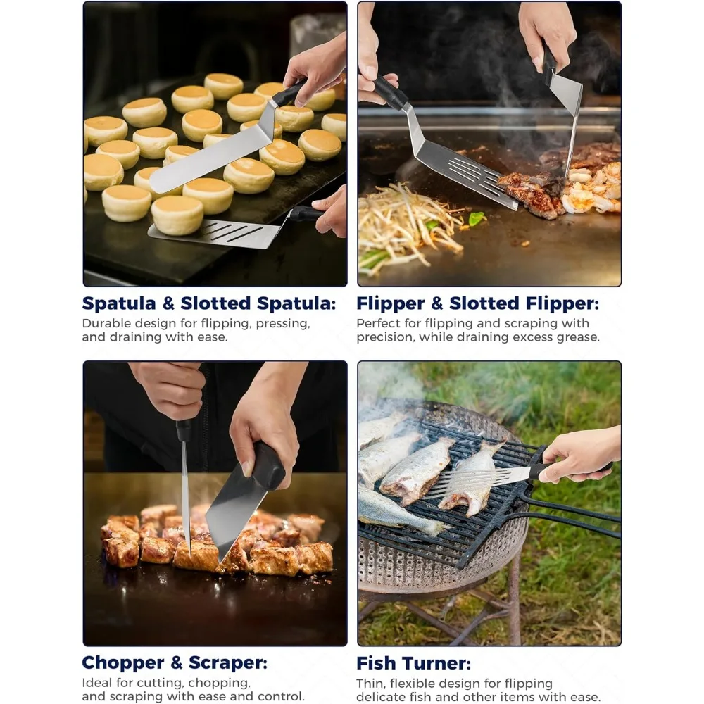 مجموعة ملحقات الشواية المكونة من 36 قطعة من شيفسبوت - مجموعة ملعقة الشواية المسطحة من هيباتشي لشوايات ويبر وبلاكستون، الإفطار #4