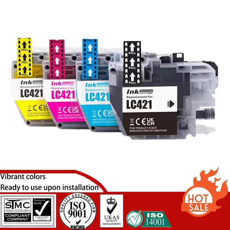 Cartucho de tinta Compatible Brother para LC421 LC-421 421 adecuado para Brother DCP-J1050DW,DCP-J1140DW,DCP-J1800DW,MFC-J10DW