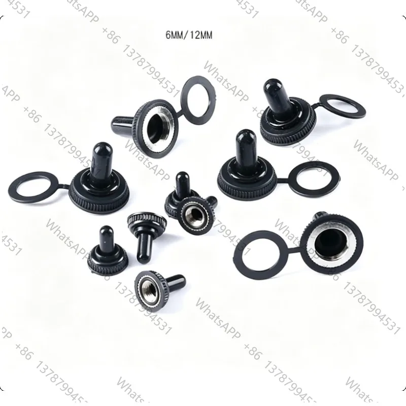 10Pcs 6mm Shaft Hole Mini MTS Toggle Switch Water Dust Proof Cap Rubber Boot Cover WPC-05 Black M12x0.75mm M6x0.75 Threaded