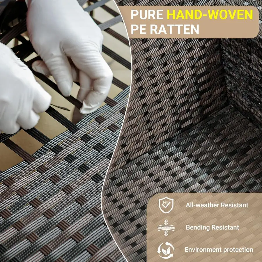 

Плетеный диван без подлокотников для патио, секционный диван для улицы AllWeather с толстыми подушками для сиденья и 2 подушками для спинки для сада P