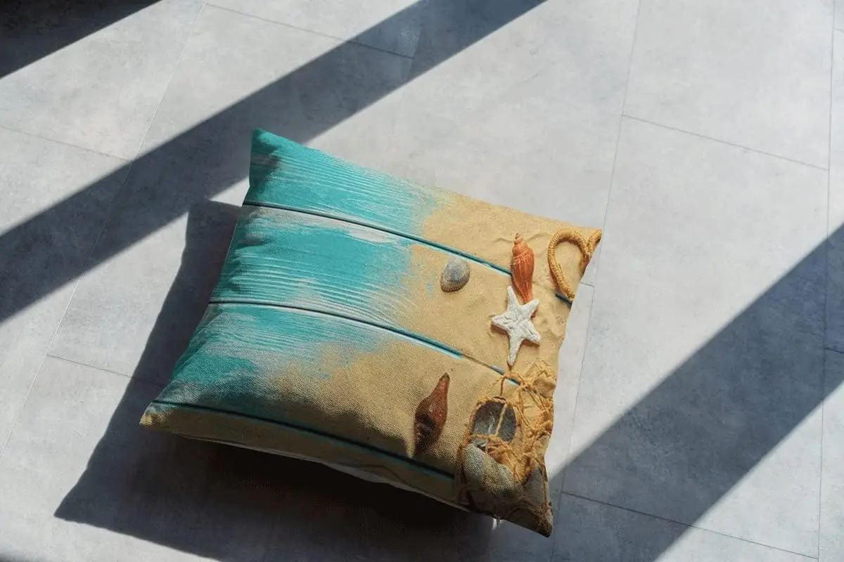 Summer Blue Ocean Theme Decorative Pillow Covers Beach Starfish Wood Grain Sea Anchor Home Decor for Sofa Bedroom Cushion Cover