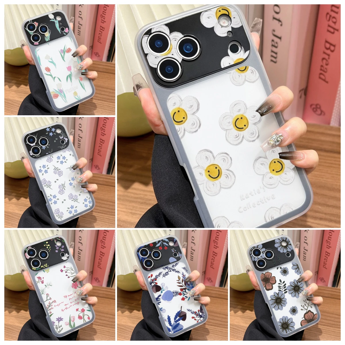 Capa de Celular com Padrões Florais de Girassóis, Tulipas e Pequenas Flores para iPhone 17 Pro Max, Air 16, 15, 14, 13 – Transforma Instantaneamente em Capa 17