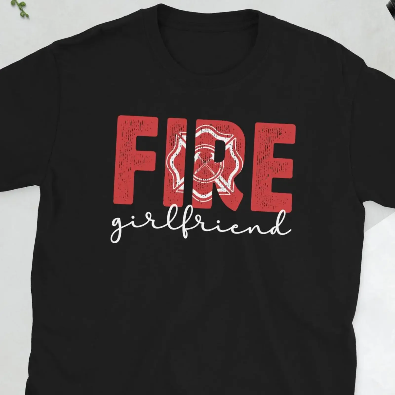 Fire Girlfriend T Shirt Firefighter Fireman s Proud Of A  vintage Washed Comfortable Slightly Top For Everyday Wear Stretched