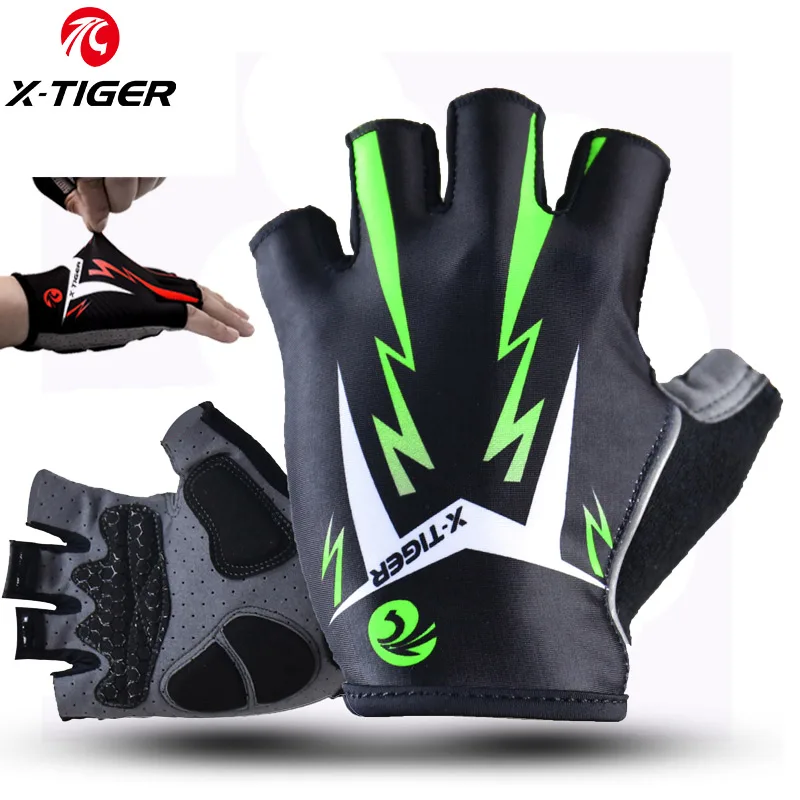 X-Tiger Cycling Gloves Half Finger Men MTB Road Gloves Reflective Mountain Bike Gloves Bicycle Non-slip Sports Gloves