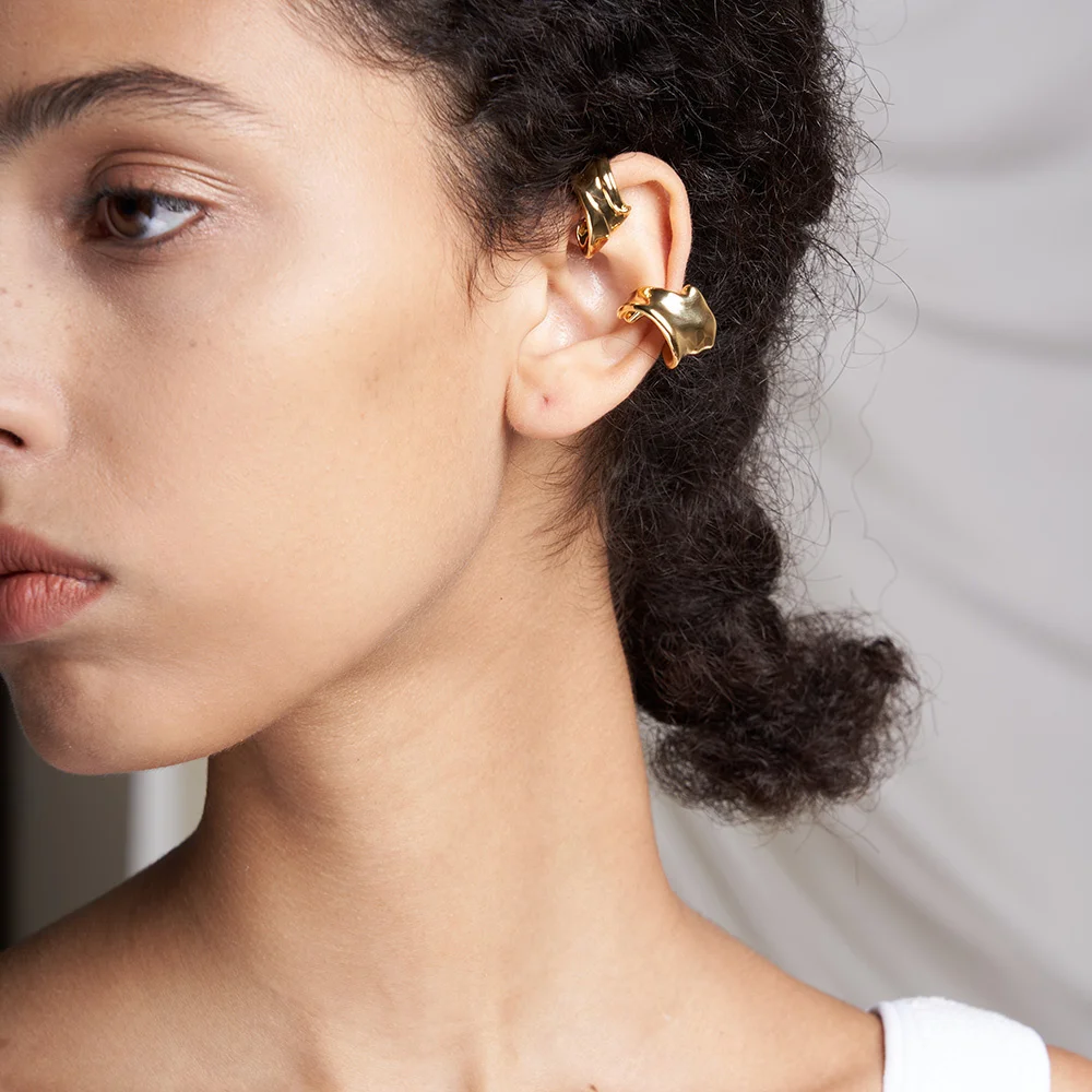 

ENFASHION нерегулярные серьги-манжеты золотого цвета для женщин, одиночные серьги, модные украшения, Pendientes Mujer, оптовая продажа E 211263