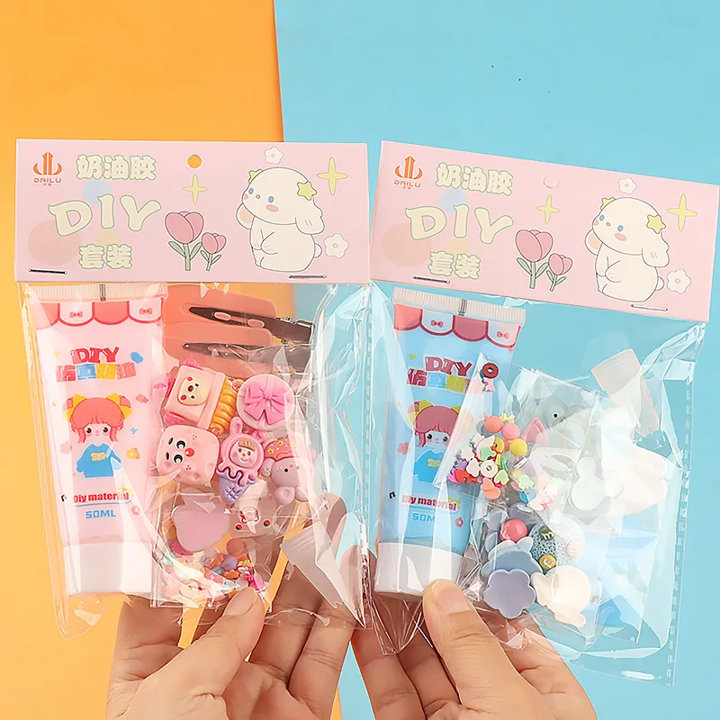 New Cute Cartoon Cream Gel Children\'s Craft Toy Material Pack Handmade DIY Hair Clip Resin Accessories Fashion Versatile Set