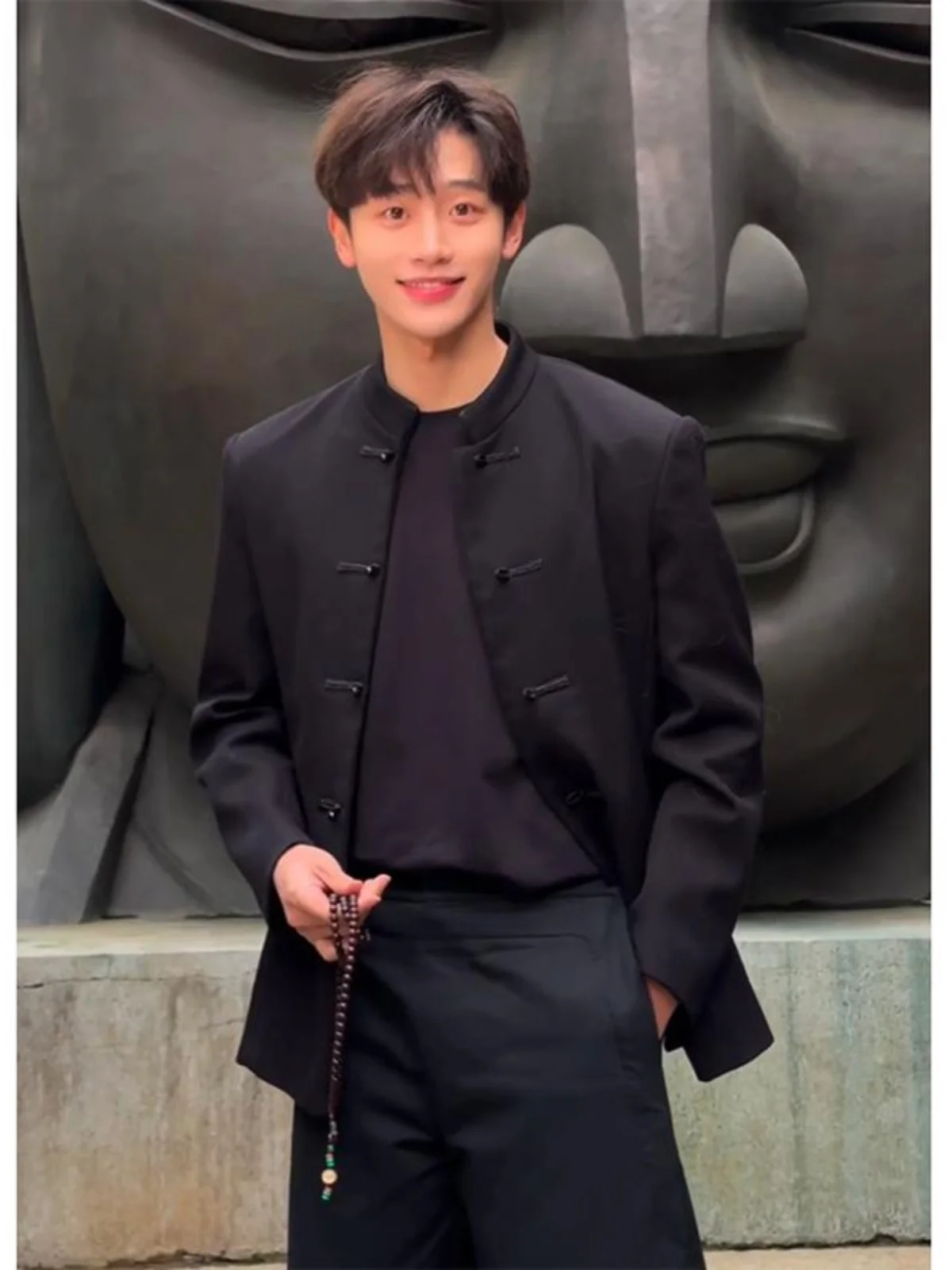 

New Chinese Sle Men's irt Stand Collar National Faion Pad oulder Button up Outerwear Long Sve Spring Season Casual...