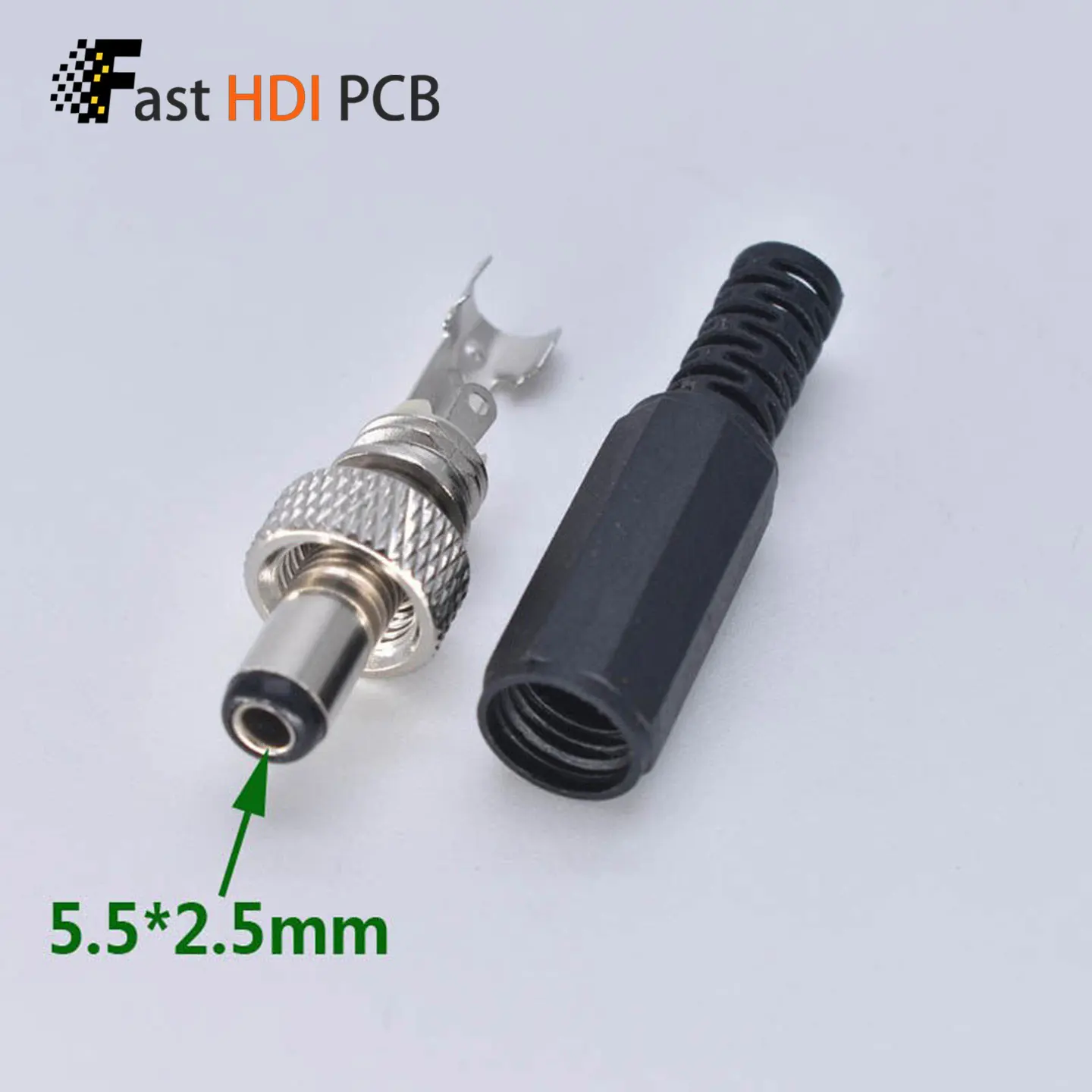 DC 5.5x2.1mm Male Plug with Nut Solder Type Locking Connector for Panel Mount Wire Cable DIY Power Supply Adapter