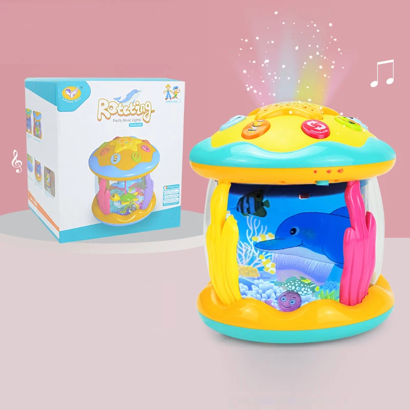 Baby Toys 6 to 12 Months Musical Light Up Tummy Time Infant Toys Ocean Rotating Projector Baby Education Toy for Toddlers Kids