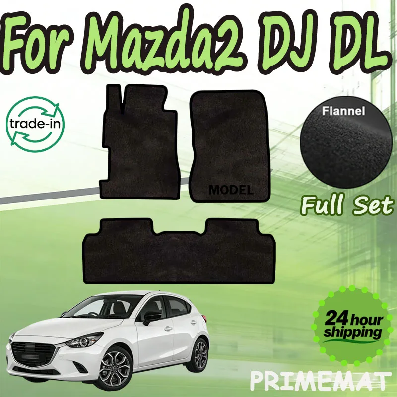 

Фланнелевые коврики PRIMEMAT для Mazda2 DJ DL MK3 Mazda 2 2015~2023, автомобильные коврики, противоскользящие накладки на пол, покрытие для пола автомобиля
