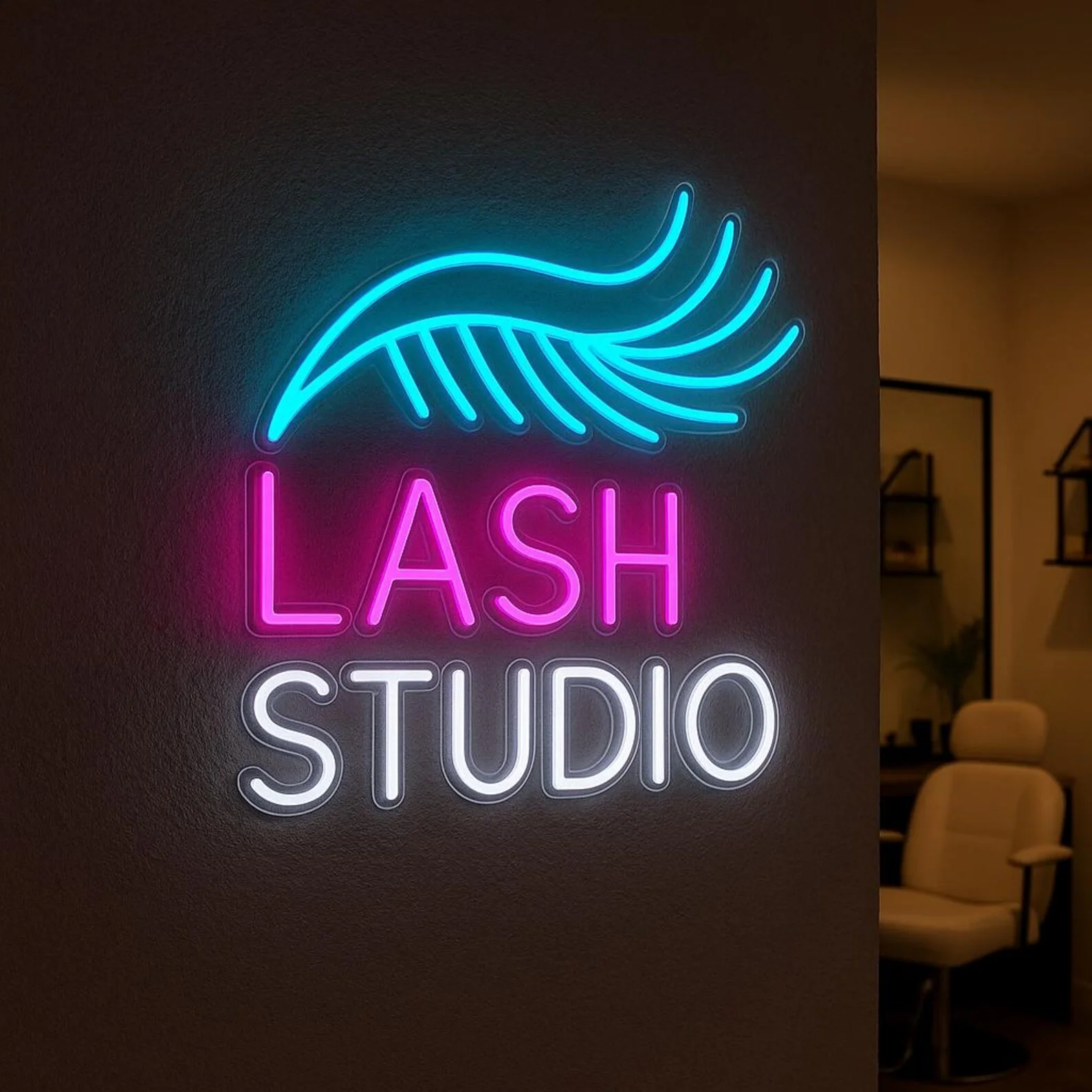 Lash Studio Neon Sign, Beauty Salon Led Sign,Eyelash and Eyebrow Care Wall Decor.Gift for Girl