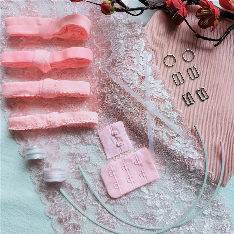 Homemade Pink Underwear Seven Piece Shoulder Belt Fabric Chest Keel Metal Buckle Yarn Accessories