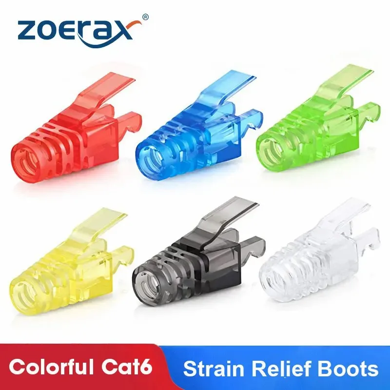 ZoeRax Kolorowe złącze RJ45 CAT6 Strain Relief Boots do standardowego kabla Ethernet CAT6 Złącze kabla LAN Osłona osłony