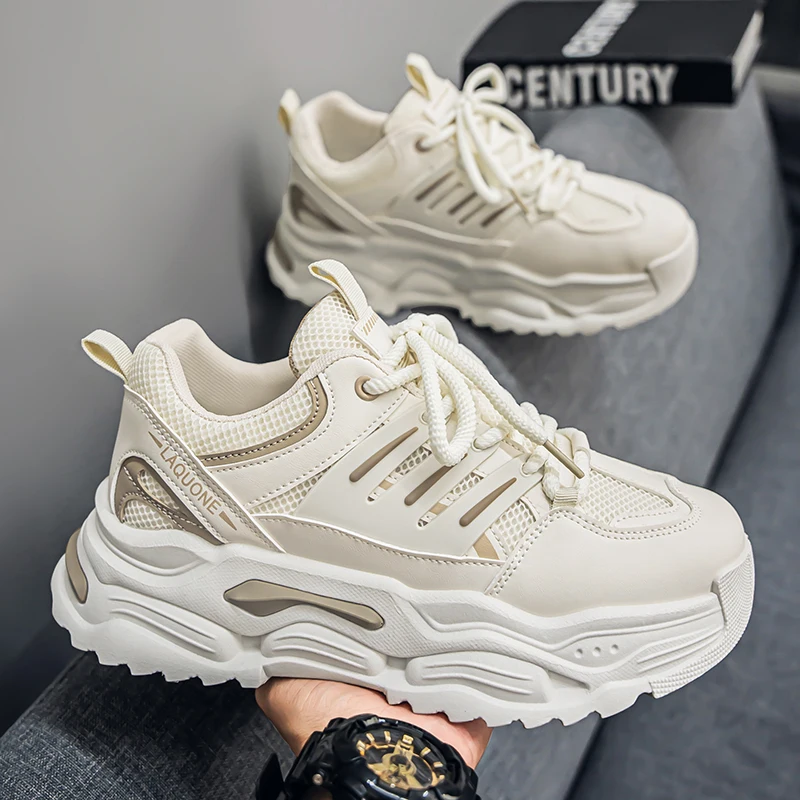 

Men's Chunky Dad Sneakers Breathable Mesh Platform Shoes Fashion Casual Thick Sole Walking Shoes for Male