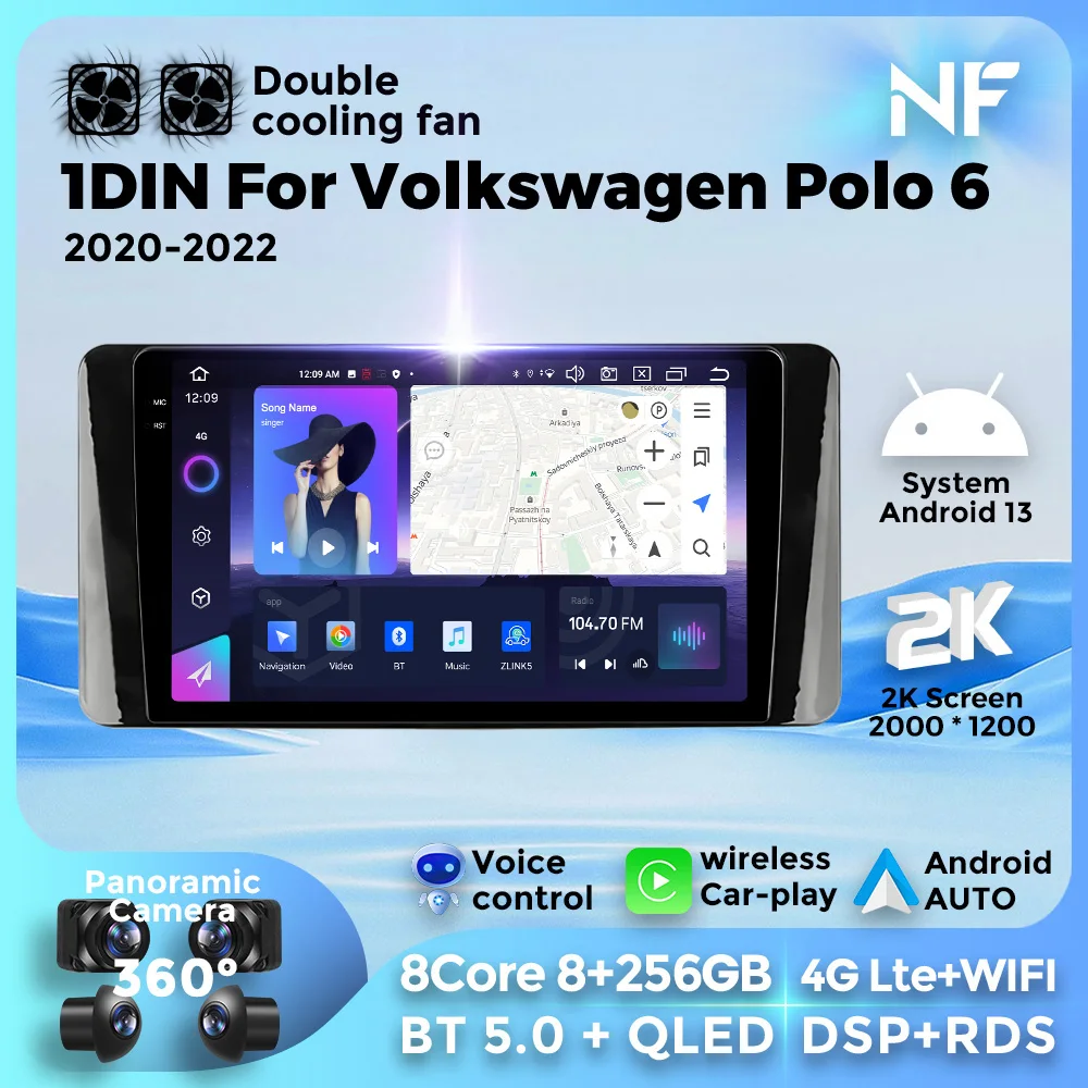 

1 DIN автомагнитола Android 13 для Volkswagen Polo Mk6 VI 6 2020-2022 мультимедийный плеер навигация GPS Carplay Авто BT5.0 DSP RDS