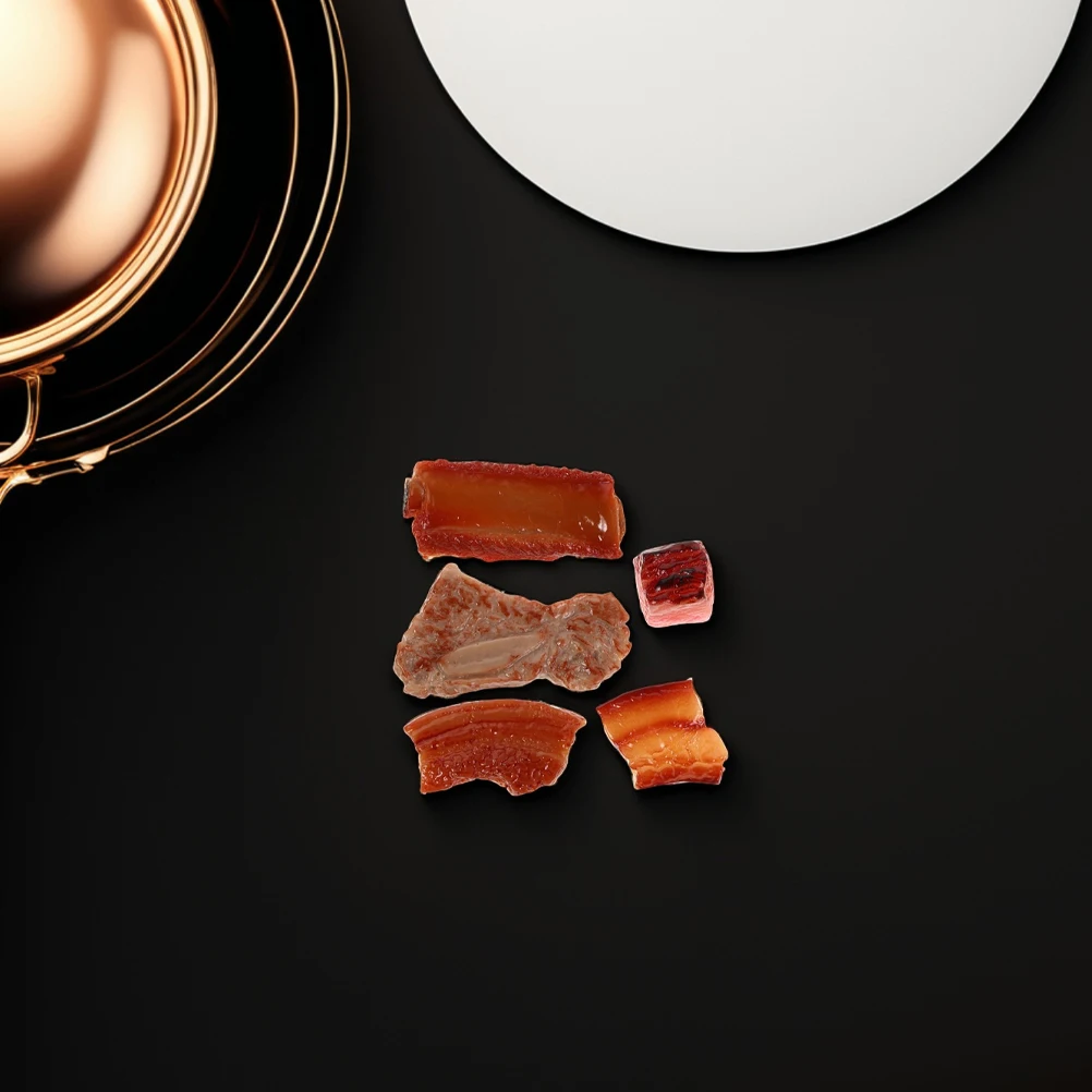 

10 Pcs Simulated Ribs Toy Pork Artificial Food Props Mini Fake Display Resin Barbecue Foods Cooking Meat Model